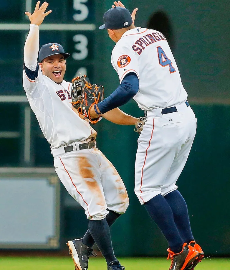 Jose Altuve (left) and Springer are key parts of Houston’s successful core—fueling the Astros’ amazing lift off.