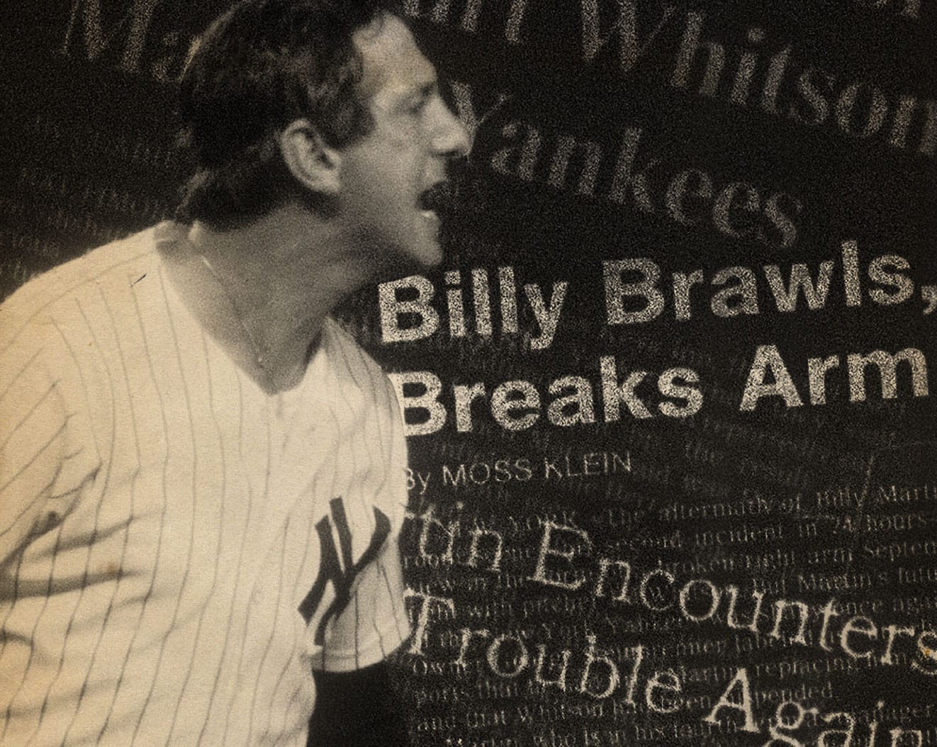 Billy Martin with a newspaper headline about the fight