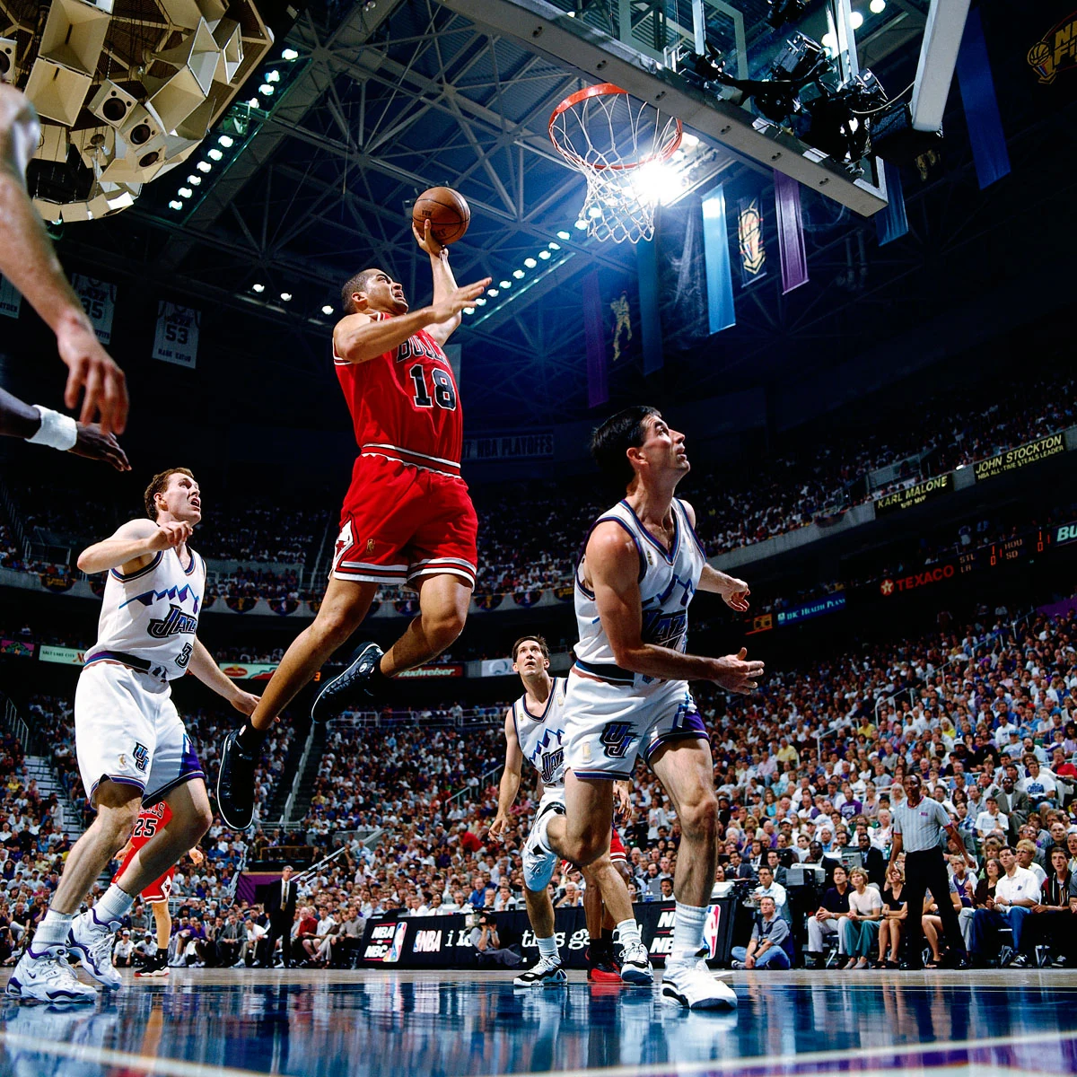 A regular with the Chicago Bulls during the championship runs, Williams goes up for a dunk during Game 3 of the 1997 NBA Finals against the Utah Jazz in Salt Lake City.