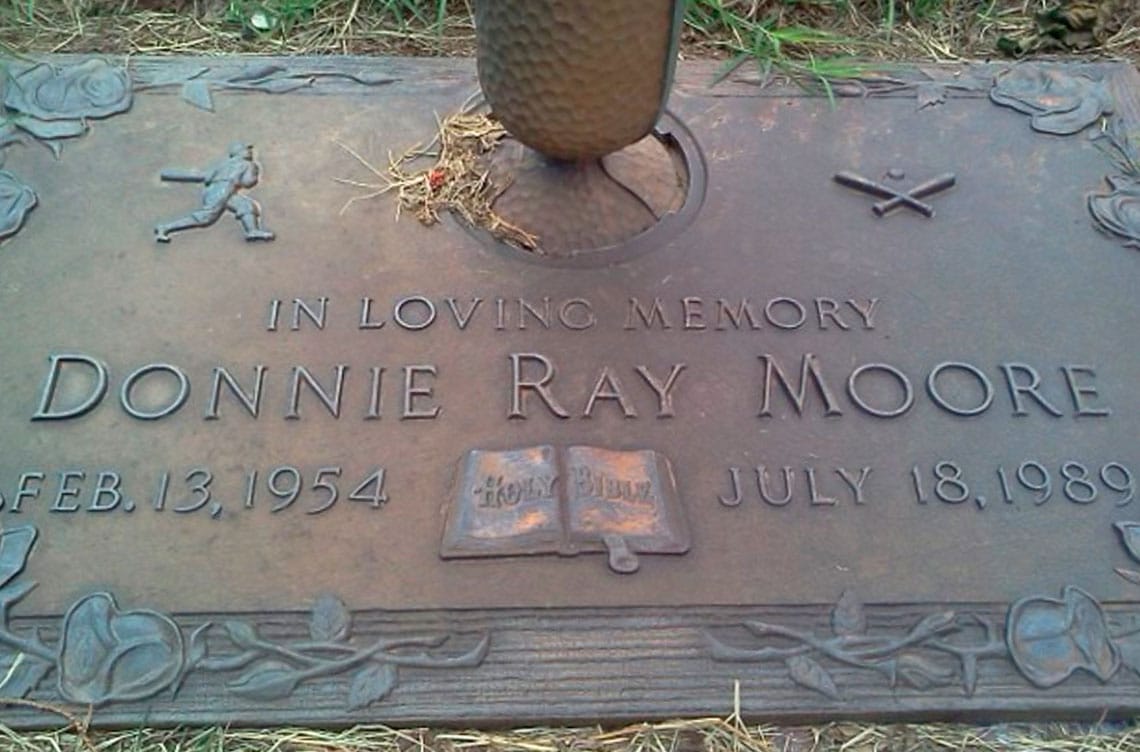Just 35 when he died, Donnie Moore was laid to rest back in his native Lubbock County, Texas.