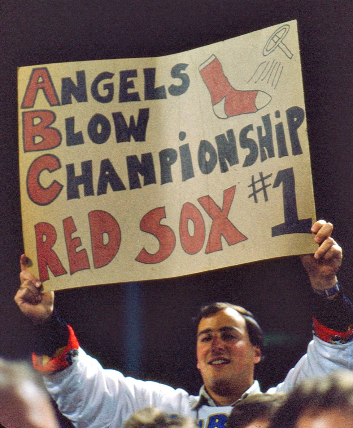 One Boston supporter gleefully spelled out what the Angels and their fans were feeling all too keenly.