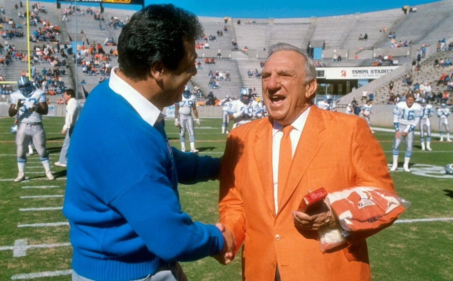 Wayne Fontes (left), the Bucs’ defensive coordinator from 1982 through ’84, was enamored of Reese’s seemingly freakish blend of speed, power and athleticism. Bucs owner Hugh Culverhouse (right), meanwhile, was enamored of the bottom line. Under his reign, the sad-sack Bucs were among the NFL’s most profitable franchises.