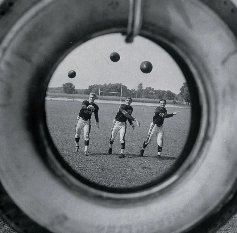 Classic QBs (from left) Bobby Layne, Johnny Lujack and Sid Luckman of the Bears in 1948.
