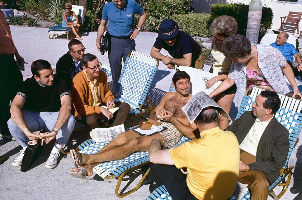 New York Jets quarterback Broadway Joe Namath entertained the press and well-wishers poolside in Fort Lauderdale before delivering a seismic upset of the Baltimore Colts in Super Bowl III.