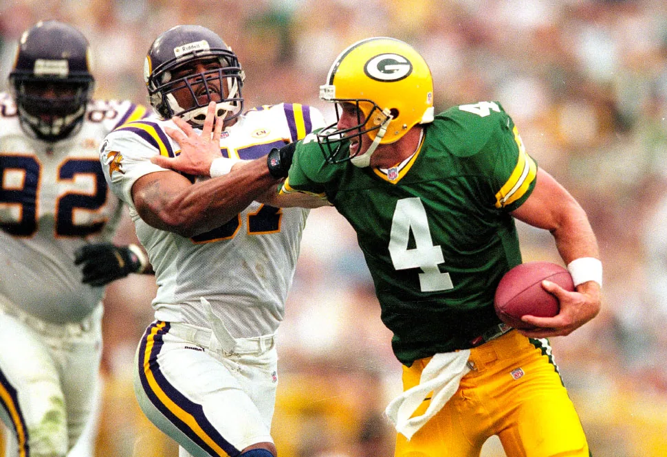 BRETT FAVRE He played with ankle and knee sprains, a separated shoulder, even a broken thumb during 321 straight starts, 94 more than the next best quarterback.