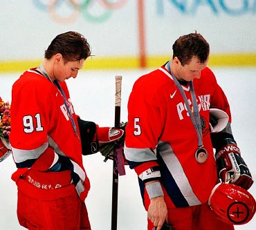 In the first Olympics to feature NHL players (such as Fedorov, 91, and defenseman Alexei Gusarov) Russia lost the final 1–0 to the Czech Republic.