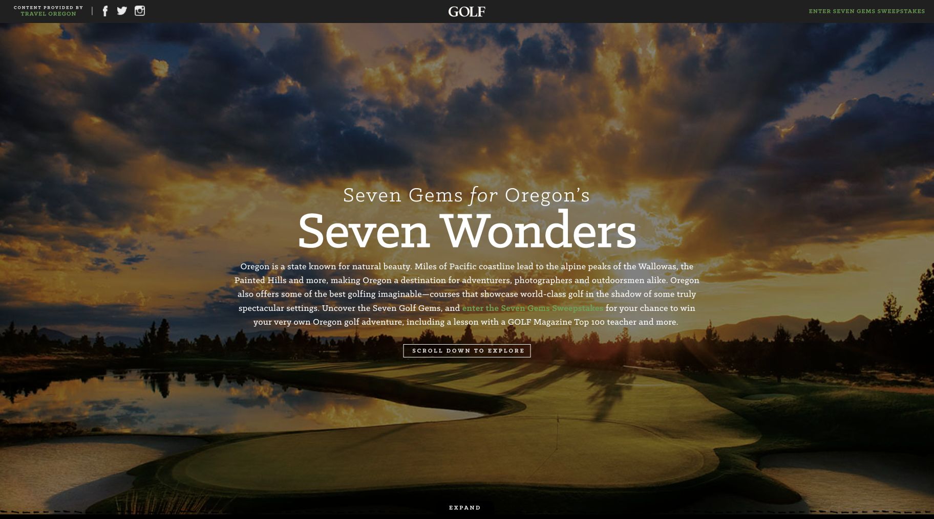 Original Seven Gems for Oregon’s Seven Wonders homepage, captured from the recovered working HTML.