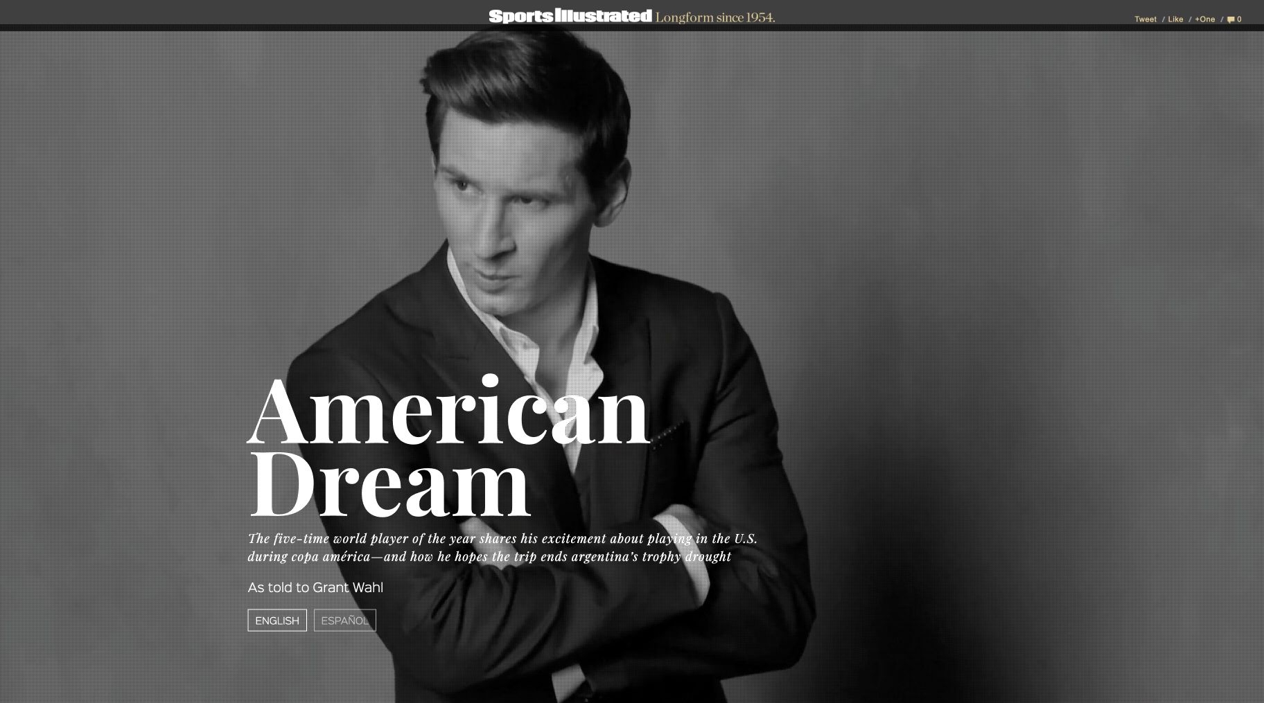 Original Lionel Messi: American Dream homepage, captured from the recovered working HTML.