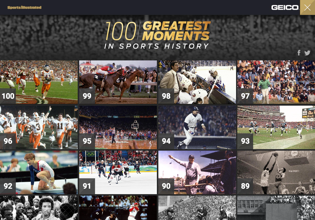 100 Greatest Moments project image